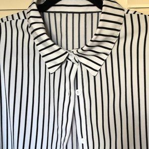 Black and white oversize blouse